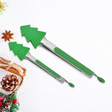 Maxbell 2 Pieces Locking Kitchen Tongs Barbecue Tongs for Home Indoor Outdoor Bakery Green Christmas Tre