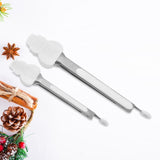 Maxbell 2 Pieces Locking Kitchen Tongs Barbecue Tongs for Home Indoor Outdoor Bakery White Snowman