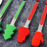 Maxbell 3Pcs Christmas Food Tongs Multipurpose Silicone Clips for Buffet Salad Steak
