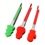 Maxbell 3Pcs Christmas Food Tongs Multipurpose Silicone Clips for Buffet Salad Steak