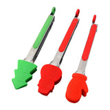 Maxbell 3Pcs Christmas Food Tongs Multipurpose Silicone Clips for Buffet Salad Steak