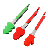 Maxbell 3Pcs Christmas Food Tongs Multipurpose Silicone Clips for Buffet Salad Steak
