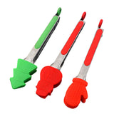 Maxbell 3Pcs Christmas Food Tongs Multipurpose Silicone Clips for Buffet Salad Steak