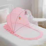 Maxbell Folding Baby Bed Netting Bedding Cute Protective Net for Infant Decor Travel Pink