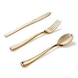 Maxbell Gold Plastic Silverware Heavy Duty Dinnerware Utensils Set for Wedding Party