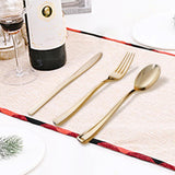 Maxbell Gold Plastic Silverware Heavy Duty Dinnerware Utensils Set for Wedding Party