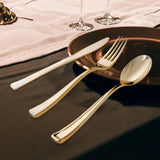 Maxbell Gold Plastic Silverware Heavy Duty Dinnerware Utensils Set for Wedding Party