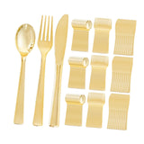 Maxbell Gold Plastic Silverware Heavy Duty Dinnerware Utensils Set for Wedding Party