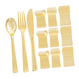 Maxbell Gold Plastic Silverware Heavy Duty Dinnerware Utensils Set for Wedding Party