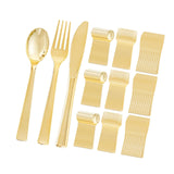 Maxbell Gold Plastic Silverware Heavy Duty Dinnerware Utensils Set for Wedding Party