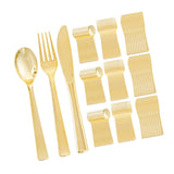Maxbell Gold Plastic Silverware Heavy Duty Dinnerware Utensils Set for Wedding Party