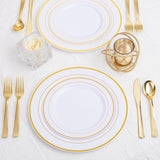 Maxbell Gold Plastic Silverware Heavy Duty Dinnerware Utensils Set for Wedding Party