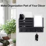Maxbell Wooden Mail Organizer Hanger Rack Kitchen Porch Wall Mounted Key Holder Hook