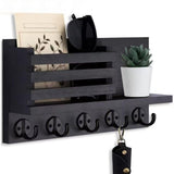 Maxbell Wooden Mail Organizer Hanger Rack Kitchen Porch Wall Mounted Key Holder Hook