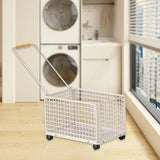 Maxbell Rolling Laundry Basket Cart Large Heavy Duty Laundry Hamper for Home Bedroom Large White