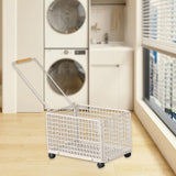 Maxbell Rolling Laundry Basket Cart Large Heavy Duty Laundry Hamper for Home Bedroom Medium White