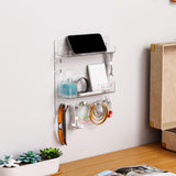 Maxbell Key Holder Wall Mount Shelf Multipurpose Key Hook for Office Entryway Garage Clear