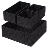 Maxbell 4Pcs Woven Storage Box Cubes Organization Containers for Drawer Car Tabletop Black