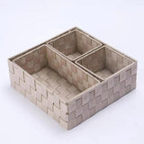 Maxbell 4Pcs Woven Storage Box Cubes Organization Containers for Drawer Car Tabletop Khaki