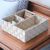 Maxbell 4Pcs Woven Storage Box Cubes Organization Containers for Drawer Car Tabletop Khaki