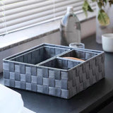 Maxbell 4Pcs Woven Storage Box Cubes Organization Containers for Drawer Car Tabletop Gray
