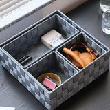 Maxbell 4Pcs Woven Storage Box Cubes Organization Containers for Drawer Car Tabletop Gray