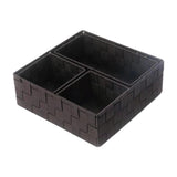 Maxbell 4Pcs Woven Storage Box Cubes Organization Containers for Drawer Car Tabletop Dark Brown