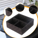 Maxbell 4Pcs Woven Storage Box Cubes Organization Containers for Drawer Car Tabletop Dark Brown