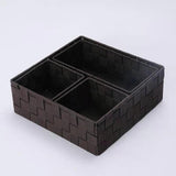 Maxbell 4Pcs Woven Storage Box Cubes Organization Containers for Drawer Car Tabletop Dark Brown