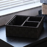 Maxbell 4Pcs Woven Storage Box Cubes Organization Containers for Drawer Car Tabletop Dark Brown