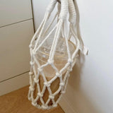 Maxbell Handwoven Drink Carrier Coffee Beverage Woven Rope Cup Holder White Yellow
