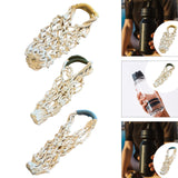 Maxbell Handwoven Drink Carrier Coffee Beverage Woven Rope Cup Holder White Yellow