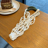 Maxbell Handwoven Drink Carrier Coffee Beverage Woven Rope Cup Holder White Green