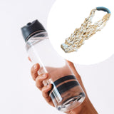 Maxbell Handwoven Drink Carrier Coffee Beverage Woven Rope Cup Holder White Blue