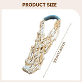 Maxbell Handwoven Drink Carrier Coffee Beverage Woven Rope Cup Holder White Blue