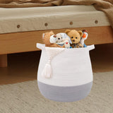 Maxbell Woven Basket Portable Comfortable Handle Toy Bin for Bedroom Kitchen Shelves Gray