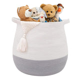 Maxbell Woven Basket Portable Comfortable Handle Toy Bin for Bedroom Kitchen Shelves Gray
