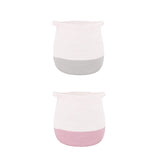 Maxbell Woven Basket Portable Comfortable Handle Toy Bin for Bedroom Kitchen Shelves Gray