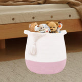 Maxbell Woven Basket Portable Comfortable Handle Toy Bin for Bedroom Kitchen Shelves Pink