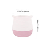 Maxbell Woven Basket Portable Comfortable Handle Toy Bin for Bedroom Kitchen Shelves Pink