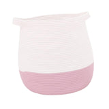 Maxbell Woven Basket Portable Comfortable Handle Toy Bin for Bedroom Kitchen Shelves Pink