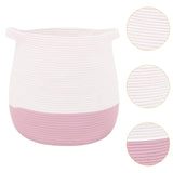 Maxbell Woven Basket Portable Comfortable Handle Toy Bin for Bedroom Kitchen Shelves Pink