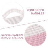 Maxbell Woven Basket Portable Comfortable Handle Toy Bin for Bedroom Kitchen Shelves Pink