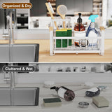 Maxbell Sponge Holder for Kitchen Sink Dish Soap Dispenser for Home Hotel Restaurant White