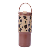 Maxbell Insulated Water Bottle Leakproof Cartoon 23oz for Beverage Smoothie Iced Tea Brown