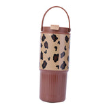 Maxbell Insulated Water Bottle Leakproof Cartoon 23oz for Beverage Smoothie Iced Tea Brown