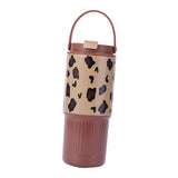 Maxbell Insulated Water Bottle Leakproof Cartoon 23oz for Beverage Smoothie Iced Tea Brown