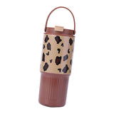 Maxbell Insulated Water Bottle Leakproof Cartoon 23oz for Beverage Smoothie Iced Tea Brown
