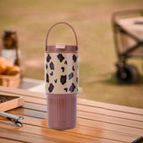 Maxbell Insulated Water Bottle Leakproof Cartoon 23oz for Beverage Smoothie Iced Tea Brown