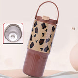 Maxbell Insulated Water Bottle Leakproof Cartoon 23oz for Beverage Smoothie Iced Tea Brown
